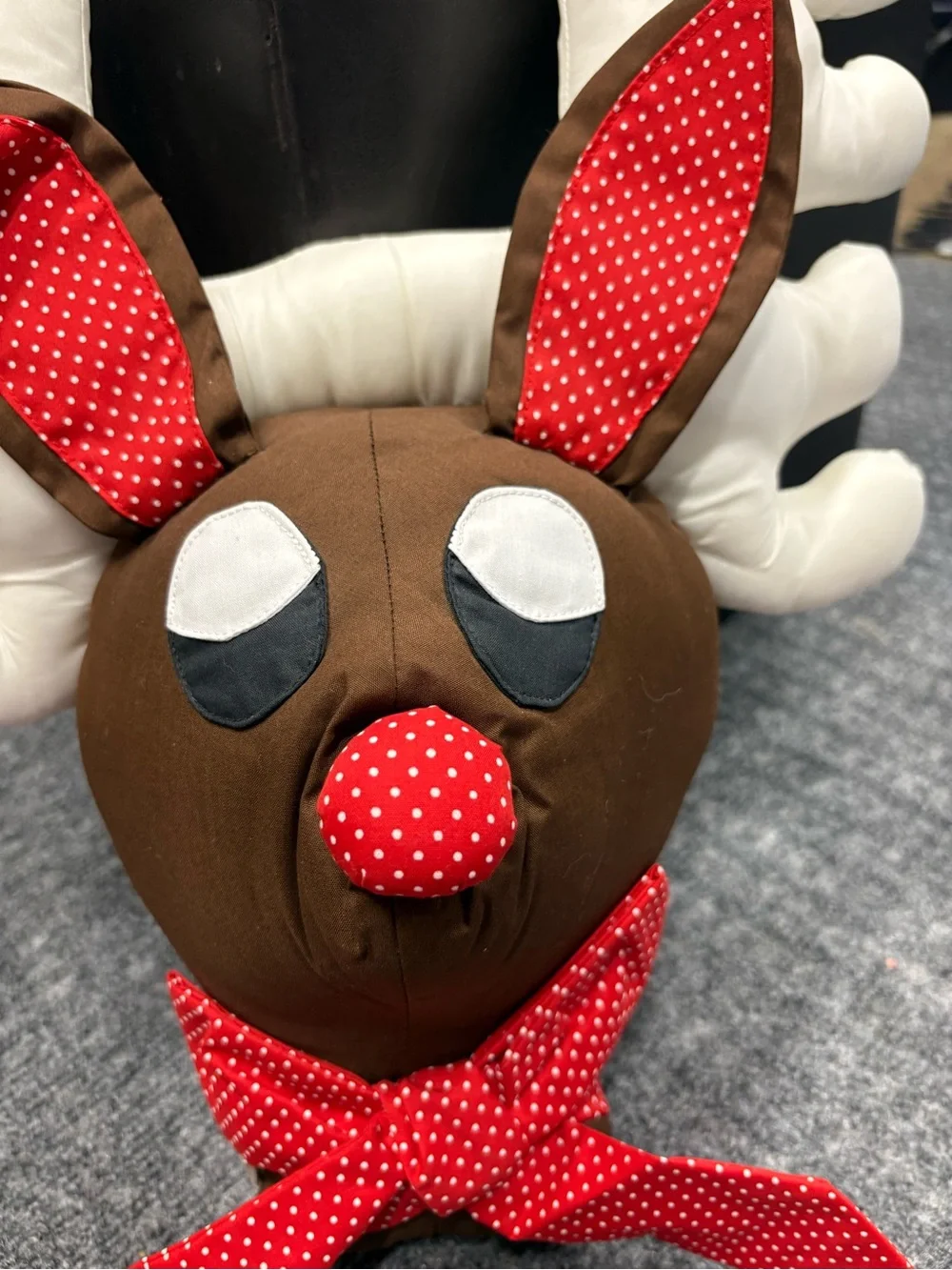 Korean Reindeer Holiday Door Accent with Red Polka Dot Details